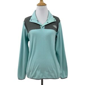 The North Face Jacket Girls XL Extra Large Seafoam Fleece Snap Button Pullover